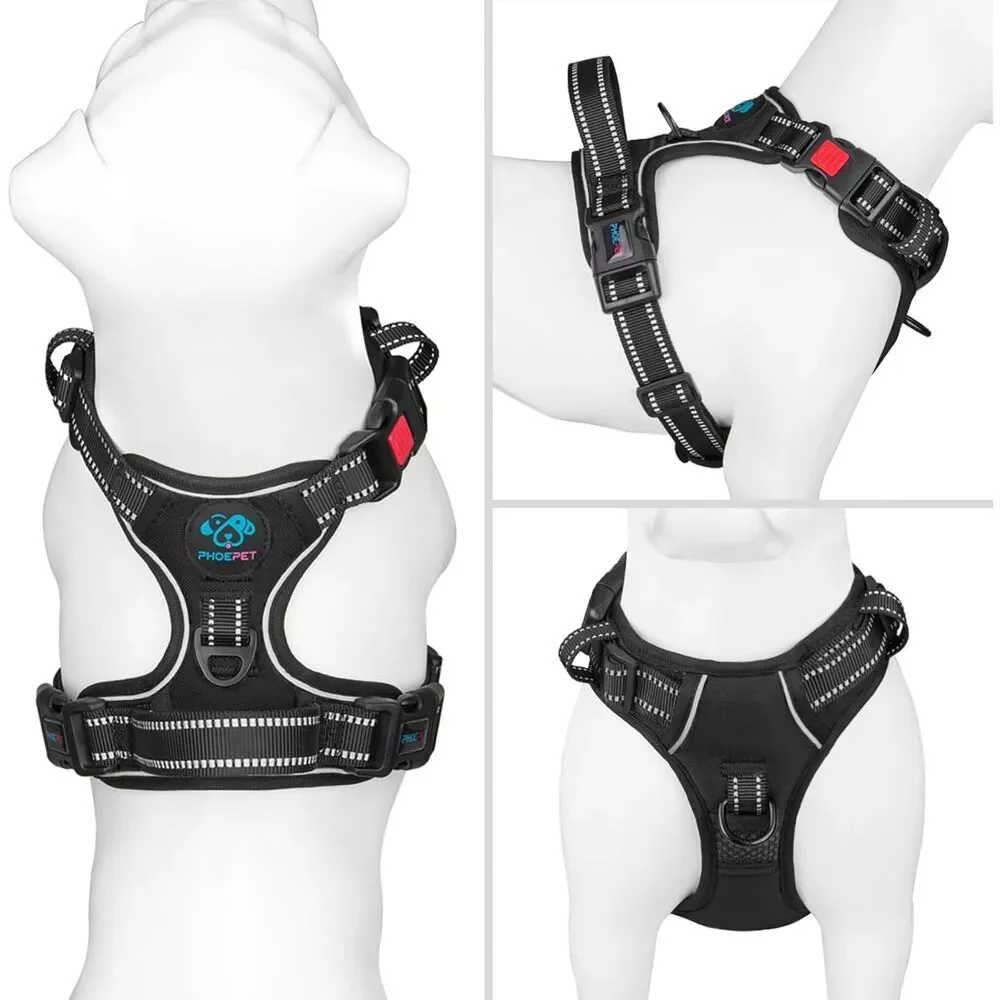 PHOEPET Reflective Dog Harness Large Adjustable No Pull Vest with Handle